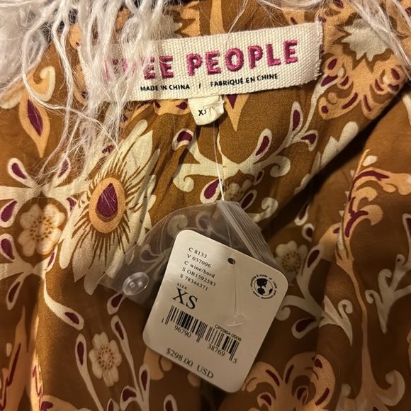 Free People Lady Lane Faux Fur Collar Jacket NWT sz XS 'Acai' - Picture 3 of 7